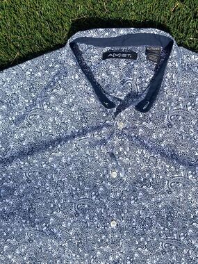 Axist Navy and White Paisley Button-Down Shirt